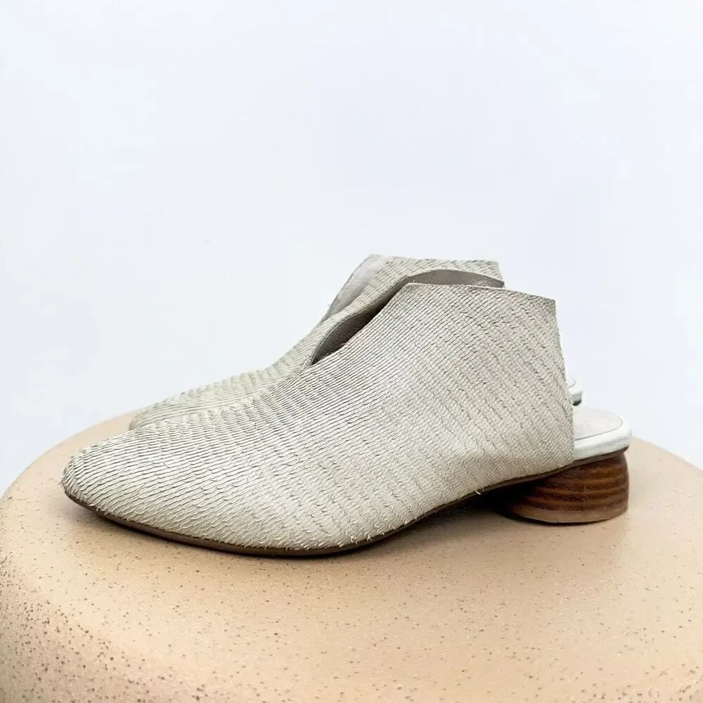Antelope Anthropologie Radlee Cream Textured Leather Almond Toe Slip on Heel Mul